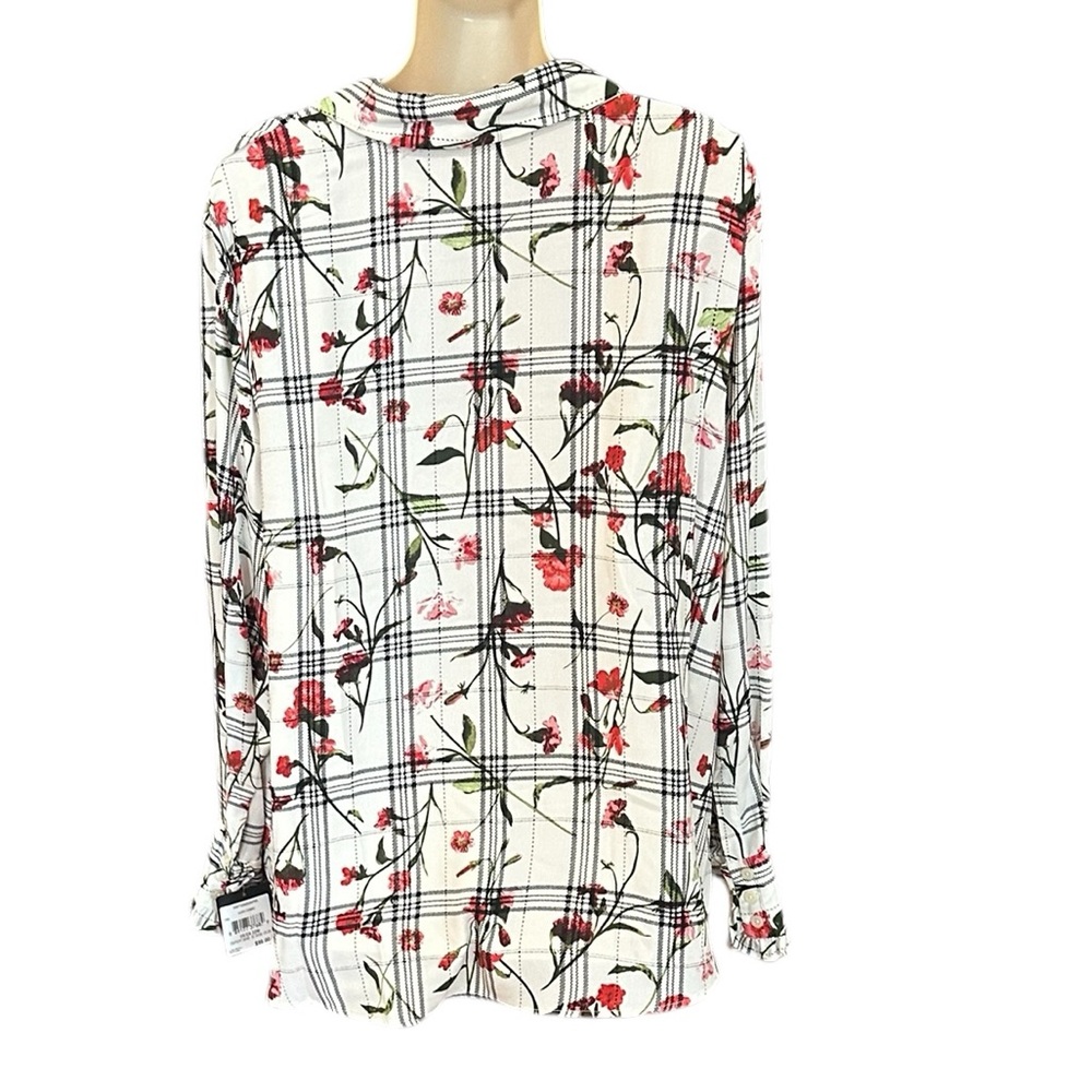 Rachel Roy Collection FLORAL CHECK‎ RUFFLE CUFF BLOUSE - Picture 11 of 15